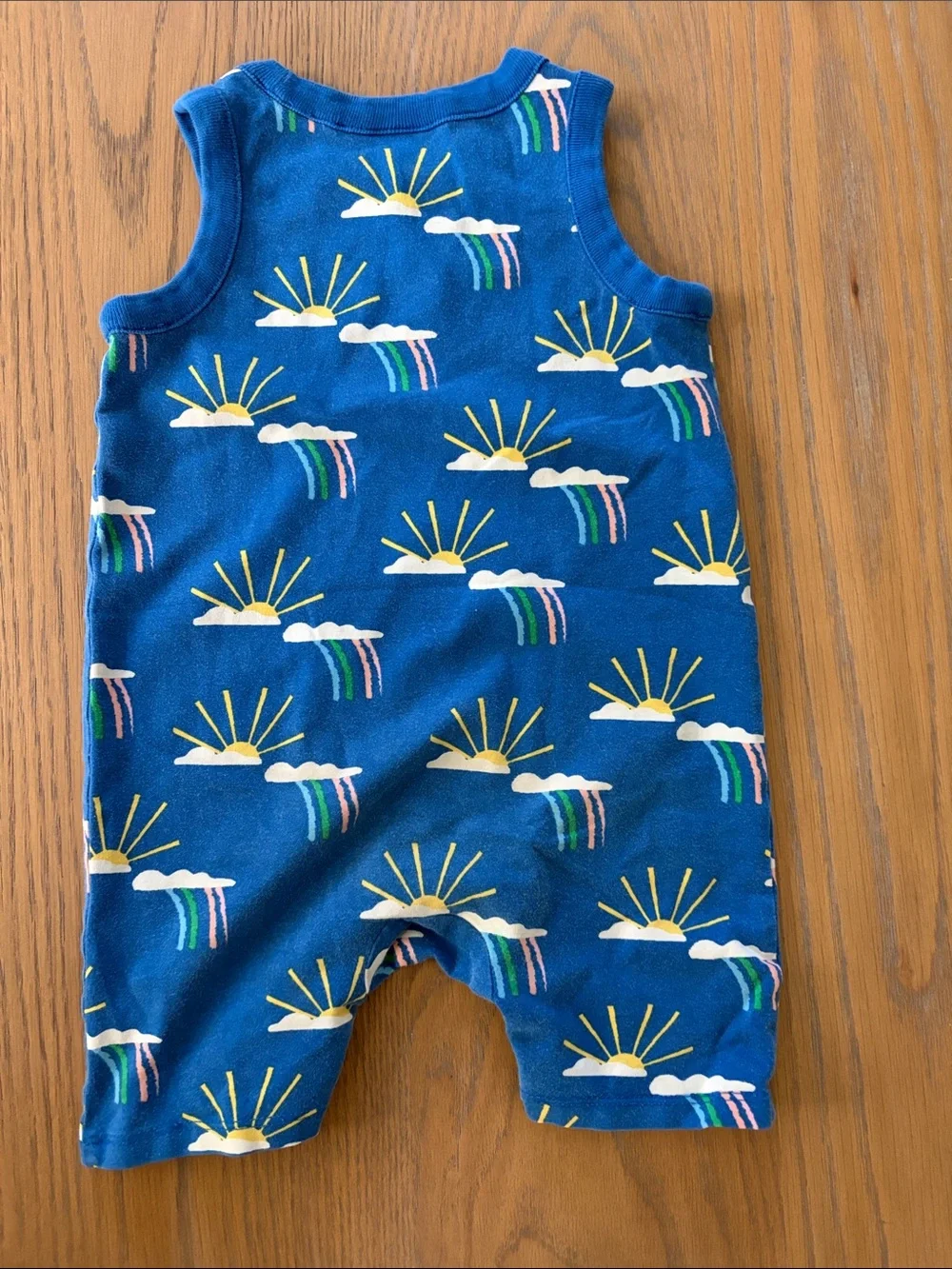 Hannah Anderson 12-18 Sunrise Rainbow Blue Baby Romper